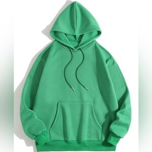 SHEIN Long Sleeve Green‎ Drawstring Fleeced Hooded Sweatshirt XL NWT
